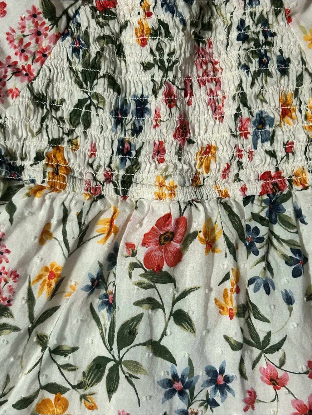 Old Navy Girls Size 3t Floral Print Smocked Dress Short Sleeve